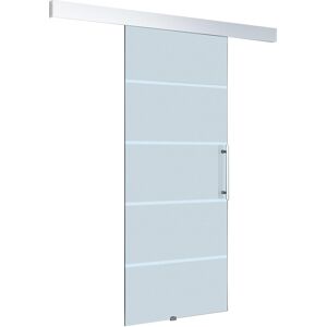 Homcom Puerta Corredera de Cristal 102,5x205 cm Puerta Corrediza Deslizante con Riel de Cristal de Seguridad Translúcido