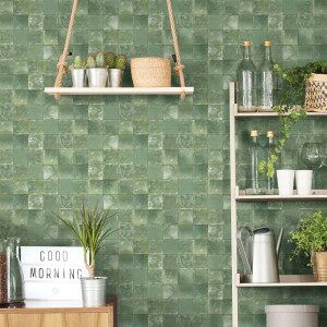 Noordwand Evergreen Papel Pintado Tiles Verde