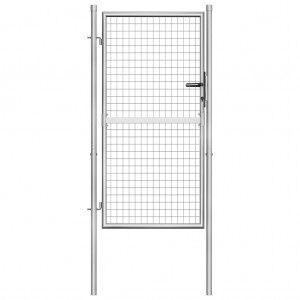 vidaXL Puerta De Jardín De Acero Galvanizado Plateado 105x200 Cm