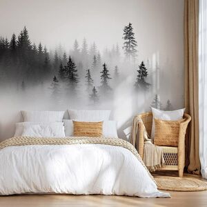 Pinted Papel pintado autoadhesivo bosque blanco y ngero 400x300cm