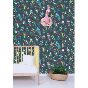 Lilipinso Papel pintado Tropical y pájaros en papel multicolor 50cm x 10m