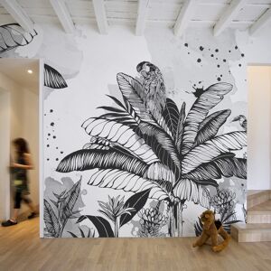 Acte Deco Papel pintado panoramico selva tropical con un loro azul 375x250cm