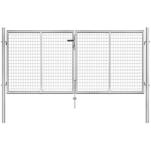 vidaXL Puerta de jardín de acero galvanizado plateado 306x150 cm