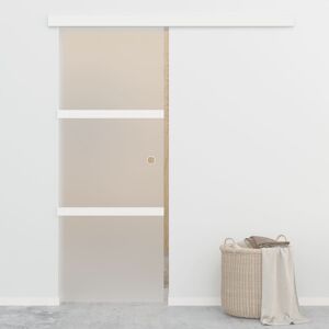 vidaXL Puerta corredera con topes suaves vidrio ESG aluminio 76x205 cm