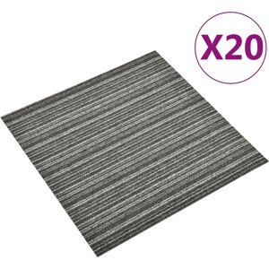 vidaXL Baldosa de suelo de moqueta 20 uds 5m² 50x50cm antracita rayada