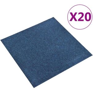 vidaXL Baldosas de suelo de moqueta 20 uds 5 m² 50x50 cm azul oscuro