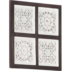 vidaXL Panel de pared tallado a mano MDF marrón y blanco 40x40x1,5 cm