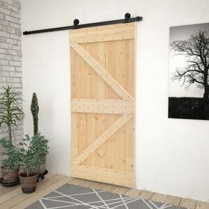 vidaXL Puerta corredera con herrajes madera maciza de pino 80x210 cm