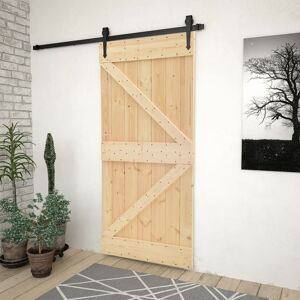 vidaXL Puerta corredera con herrajes madera maciza de pino 100x210 cm