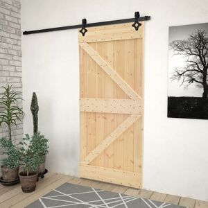 vidaXL Puerta corredera con herrajes madera maciza de pino 100x210 cm