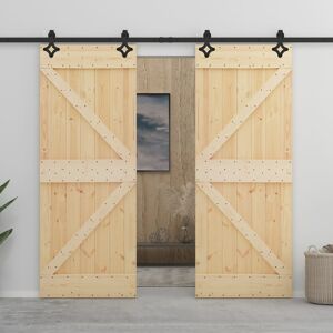 vidaXL Puerta corredera con herrajes madera maciza de pino 80x210 cm