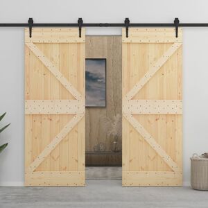 vidaXL Puerta corredera con herrajes madera maciza de pino 90x210 cm