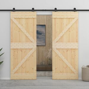 vidaXL Puerta corredera con herrajes madera maciza de pino 90x210 cm