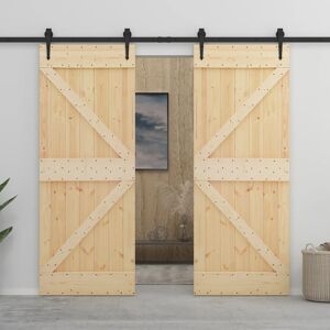 vidaXL Puerta corredera con herrajes madera maciza de pino 100x210 cm