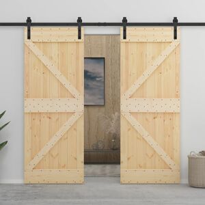 vidaXL Puerta corredera con herrajes madera maciza de pino 100x210 cm