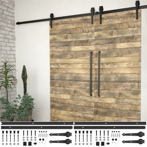 vidaXL Kit de herrajes de puertas correderas acero negro 2 uds 200 cm