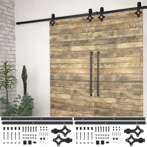 vidaXL Kit de herrajes de puertas correderas acero negro 2 uds 200 cm