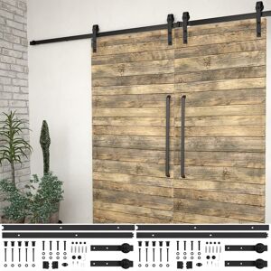 vidaXL Kit de herrajes de puertas correderas acero negro 2 uds 200 cm