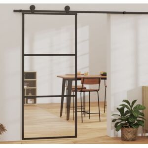 vidaXL Puerta corredera con herrajes ESG vidrio y aluminio 90x205 cm