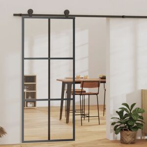 vidaXL Puerta corredera con herrajes ESG vidrio y aluminio 90x205 cm