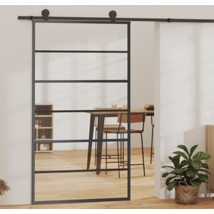 vidaXL Puerta corredera con herrajes ESG vidrio y aluminio 102x205 cm