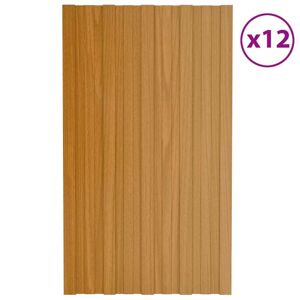 vidaXL Panel de tejado acero galvanizado color madera 12 uds 80x45 cm