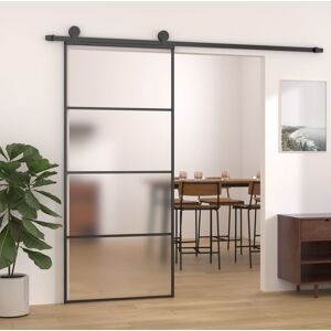 vidaXL Puerta corredera ESG vidrio y aluminio 90x205 cm negro