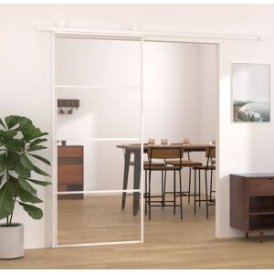 vidaXL Puerta corredera ESG vidrio y aluminio blanca 90x205 cm