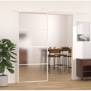 vidaXL Puerta corredera ESG vidrio y aluminio blanca 90x205 cm