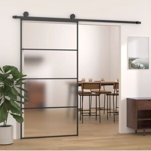 vidaXL Puerta corredera ESG vidrio y aluminio negra 102,5x205 cm