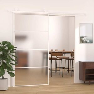 vidaXL Puerta corredera ESG vidrio y aluminio blanca 102,5x205 cm