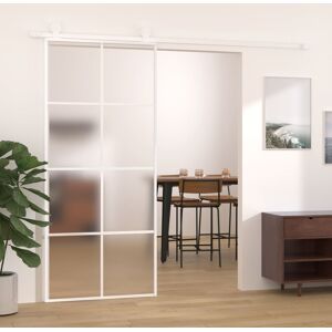 vidaXL Puerta corredera ESG vidrio y aluminio blanca 90x205 cm