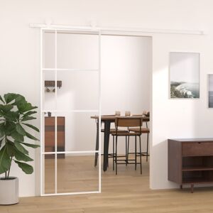 vidaXL Puerta corredera ESG vidrio y aluminio blanca 76x205 cm