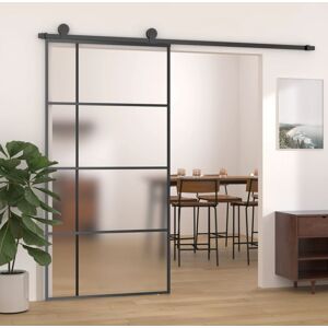 vidaXL Puerta corredera ESG vidrio y aluminio negra 102,5x205 cm