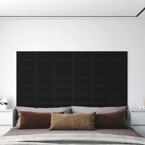 vidaXL Paneles de pared 12 uds tela negro 30x15 cm 0,54 m²