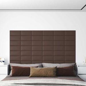 vidaXL Paneles de pared 12 uds cuero sintético marrón 30x15 cm 0,54 m²