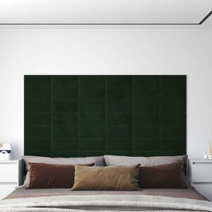 vidaXL Paneles de pared 12 uds terciopelo verde oscuro 30x15cm 0,54 m²