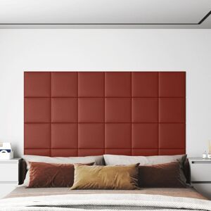 vidaXL Paneles pared 12 uds cuero sintético rojo tinto 30x30 cm 1,08m²