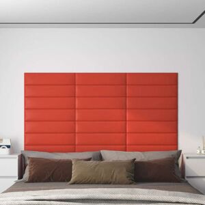 vidaXL Paneles de pared 12 uds cuero sintético rojo 60x15 cm 1,08 m²