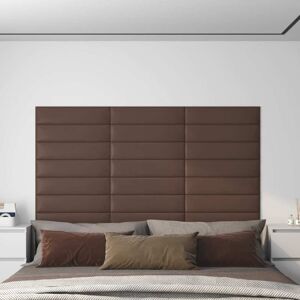 vidaXL Paneles de pared 12 uds cuero sintético marrón 60x15 cm 1,08 m²