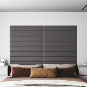 vidaXL Paneles de pared 12 uds cuero sintético gris 90x15 cm 1,62 m²