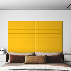 vidaXL Paneles de pared 12 uds terciopelo amarillo 90x15 cm 1,62 m²