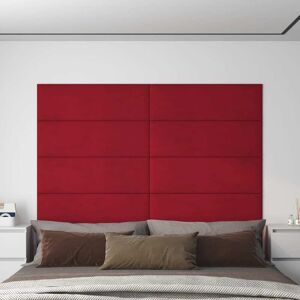vidaXL Paneles de pared 12 uds terciopelo rojo tinto 90x30 cm 3,24 m²