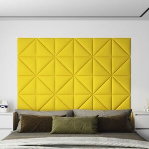 vidaXL Paneles de pared 12 uds tela amarillo claro 30x30 cm 0,54 m²