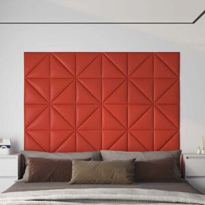 vidaXL Paneles de pared 12 uds cuero sintético rojo 30x30 cm 0,54 m²