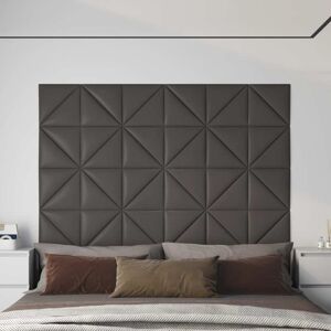 vidaXL Paneles de pared 12 uds cuero sintético gris 30x30 cm 0,54 m²