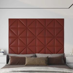 vidaXL Paneles de pared 12 uds cuero sintético rojo 30x30 cm 0,54 m²