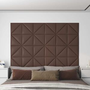 vidaXL Paneles de pared 12 uds cuero sintético marrón 30x30 cm 0,54 m²