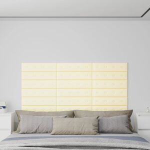 vidaXL Paneles de pared 12 uds cuero sintético crema 60x15 cm 1,08 m²