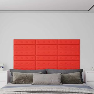 vidaXL Paneles de pared 12 uds cuero sintético rojo 60x15 cm 1,08 m²